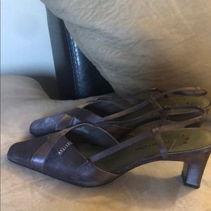 Pewter satin Studio Works heels